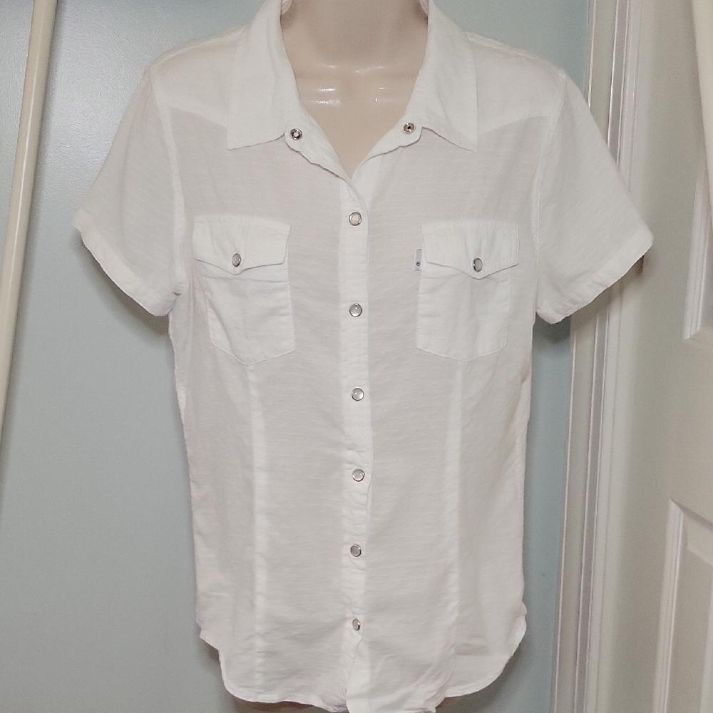 Levi's White Pearl Snap Short Sleeve Women's Western Shirt M
Reduced shipping!